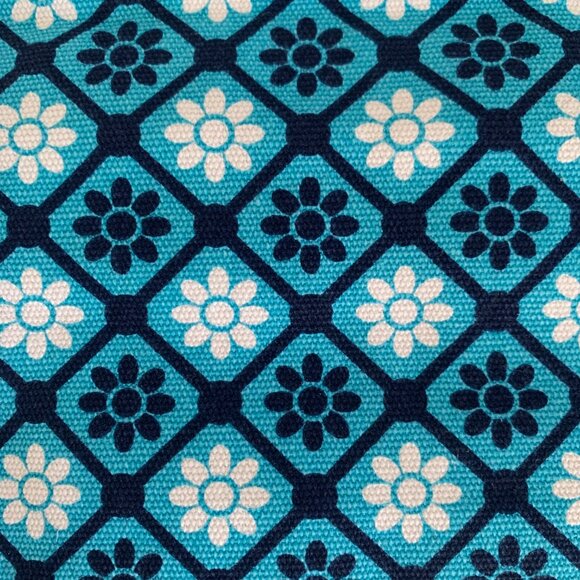 Old Navy Convertible Mod Flower Clutch Purse Bag Blue White Navy Preppy Retro - Picture 7 of 13